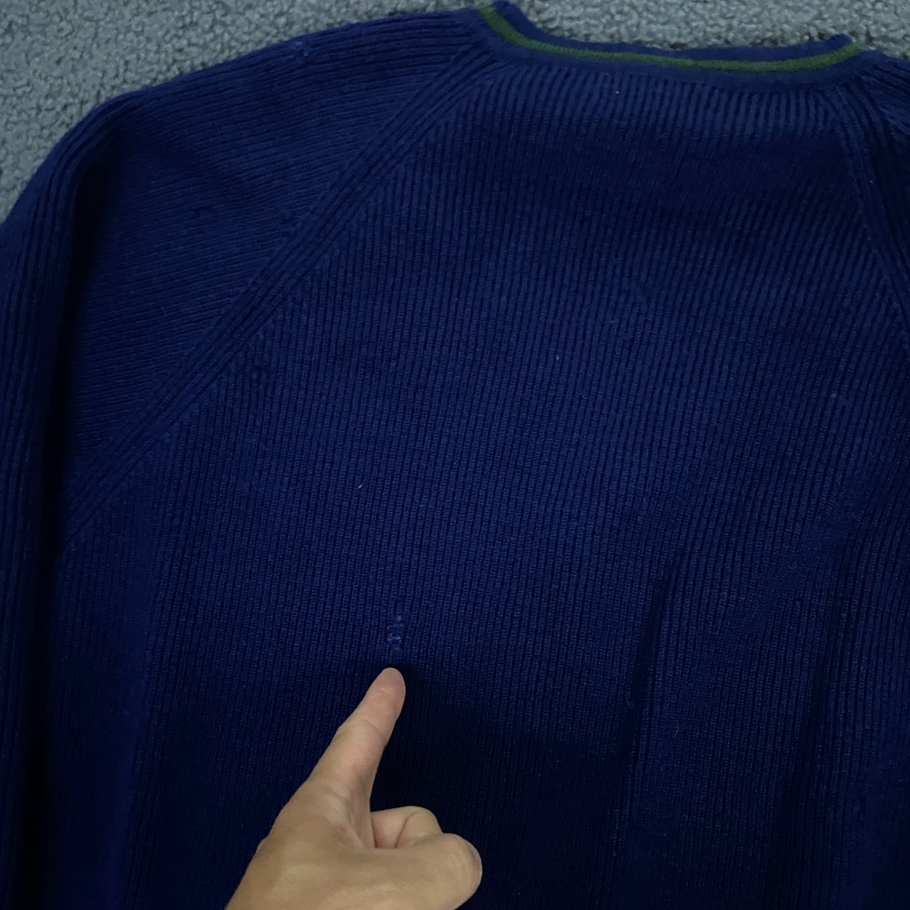 True Vintage 50s 60s Mr. Sid Sweater FITS Men Small Ribbed Knit Wool V-Neck Blue - Picture 10 of 16